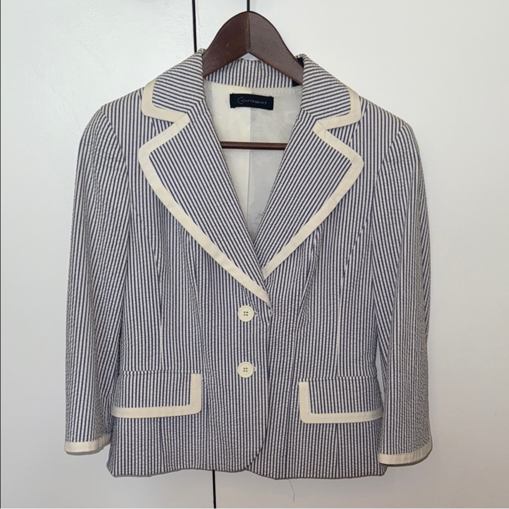 Context Blue and White Seersucker Blazer